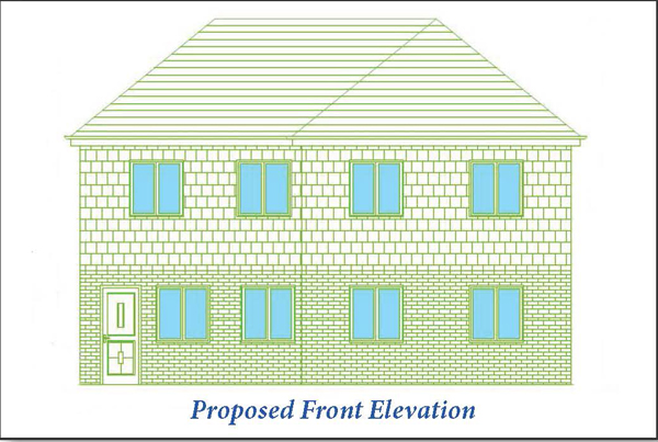 Lot: 147 - PLANNING FOR A PAIR OF SEMI-DETACHED HOUSES - Proposed Front Elevation